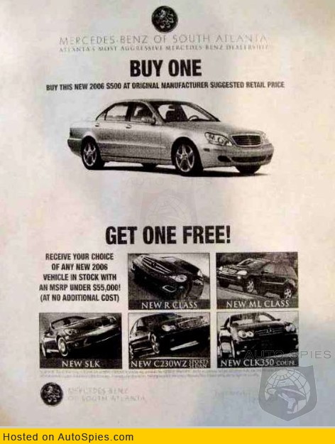 Now here's a crazy deal! Buy a Mercedes S-Class and get another Mercedes FREE?