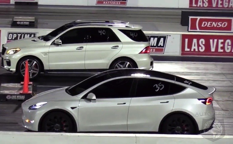 HOW EMBARRASSING! 'SUPERIOR' German Engineering STILL Loses To A Tesla In A Drag Race Even AFTER The Model Y Driver Starts In REVERSE!